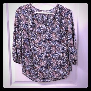 Three quarter sleeve floral blouse